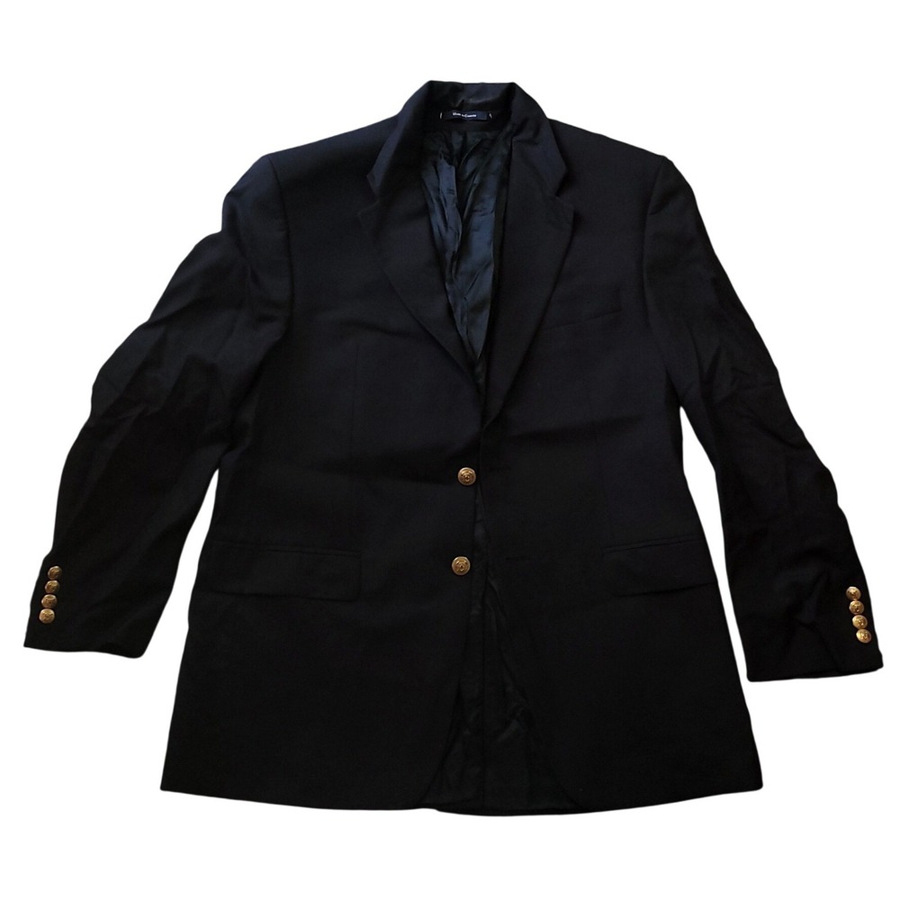 Chaps Ralph Lauren Mens Navy Blue 100% Wool Blazer Gold Crest Buttons 41R Canada